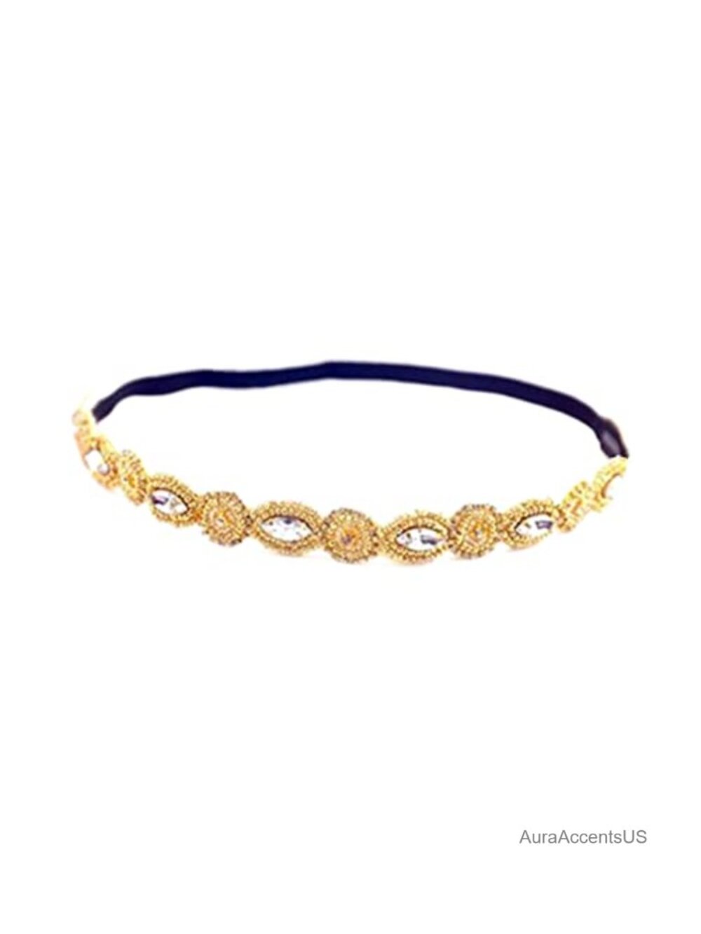 Handmade Crystal Rhinestone Beaded Elastic Headband Hair Accessory for Women